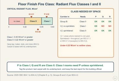 Lesson diagram: Floor Finish Fire Class: Radiant Flux Classes and Where They Apply