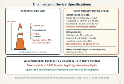 Lesson diagram: Cone, Drum and Channelizing Device Specifications