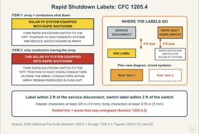 Lesson diagram: Rapid Shutdown Labels and DC Conductor Rules