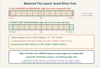 Lesson diagram: Tile Layout: Centering and Balanced Cuts (Practice)