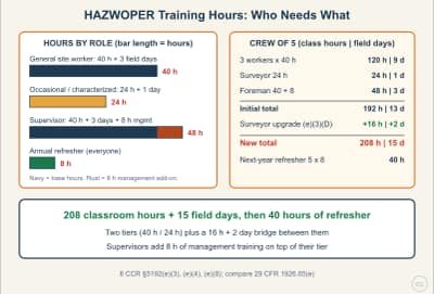 Lesson diagram: HAZWOPER Training Hours: Who Needs 40, 24 and 8