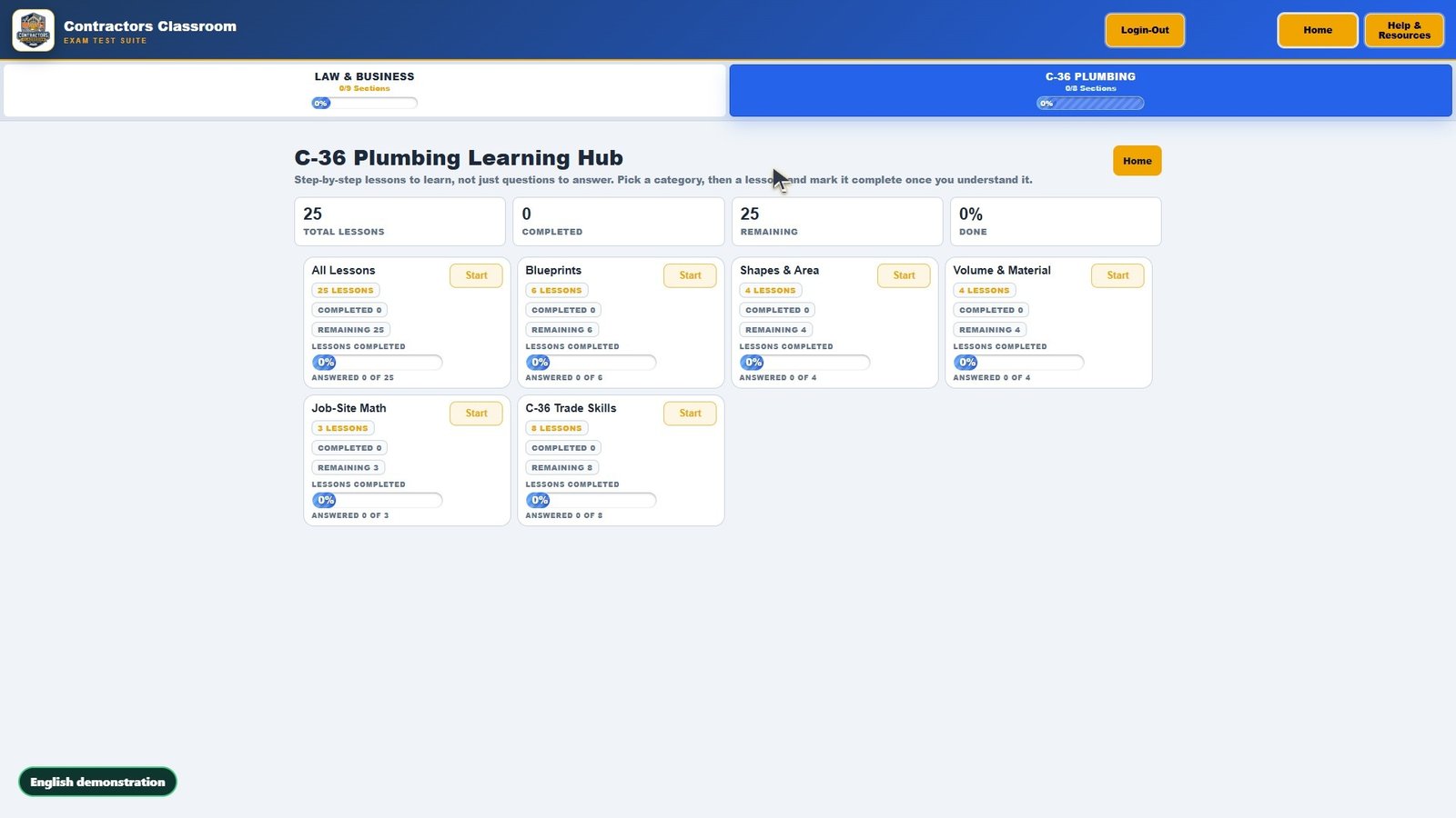 Learning Hub demo video for General Engineering Contractor exam prep
